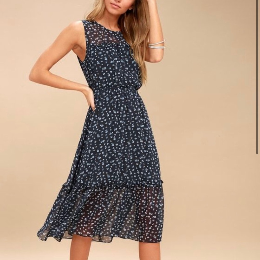 Blue floral midi dress